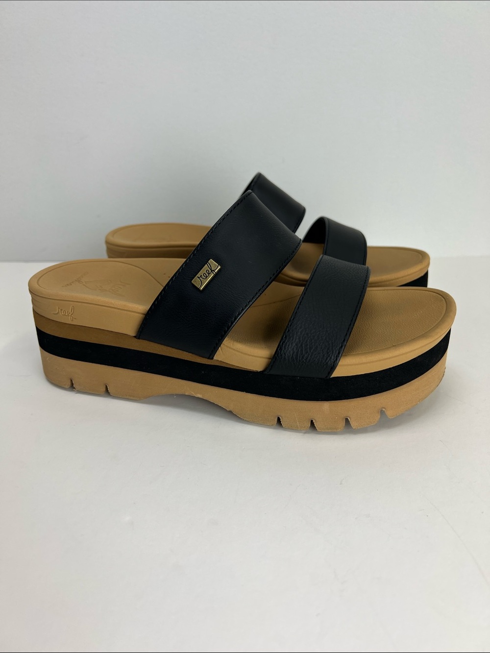 Reef Banded Horizon 2.5 Slide Sandal Comfortable Platform Lug Sole Womens 7